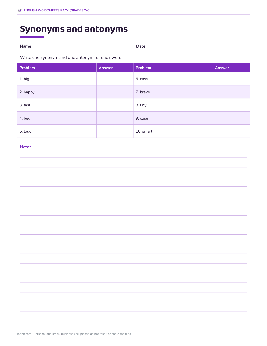 Preview of the first page of Synonyms & antonyms